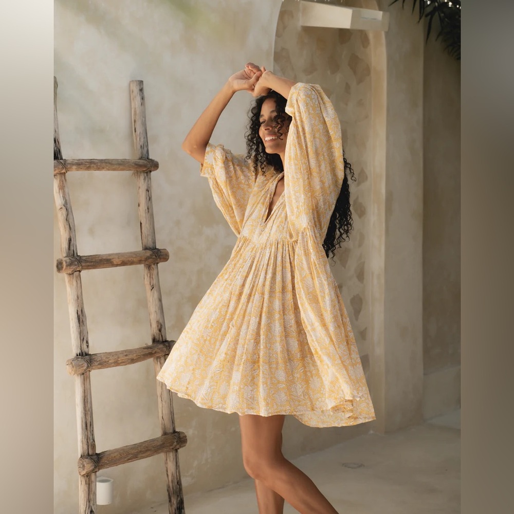 Kira Mini Dress - S - Golden Palm
